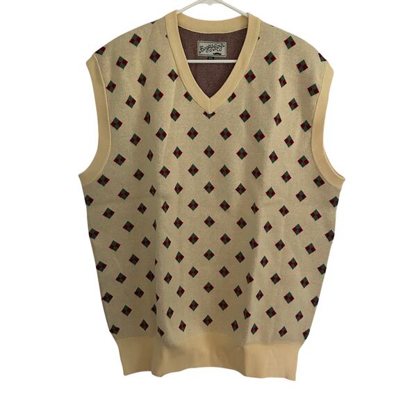 Bogey Boys Men's Golf Preppy Sweater Vest Yellow Diamond Cotton XXXL 3XL NWOT - Picture 1 of 7